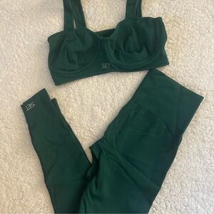 SET Active Dark Green Sports Bra and Leggings